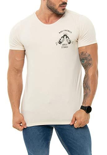 Camiseta Bad Friends, Red Feather, Masculino, Bege, P