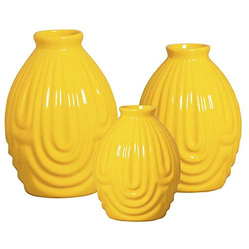 Trio De Bojudos Vibrações Ceramicas Pegorin Amarelo