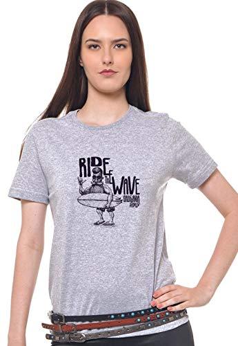 Camiseta Estampada Ride The Wave, Joss, Feminino, Cinza, GG