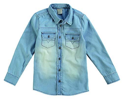 Carinhoso Camisa Jeans Delavê Carinhoso, Criança Unissex, Azul, 8