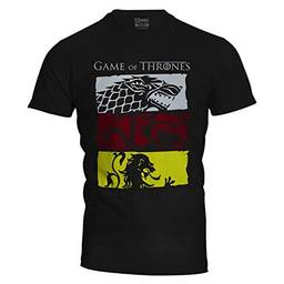 Camiseta masculina Game of Thrones Stark Lennister Targaryen preta Live Comics tamanho:GG;cor:Preto