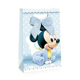 Caixa Para Presente Flex Cromus Embalagens na Estampa Mickey Baby com Fechamento em Cetim 22x9x32 cm com 10 Unidades