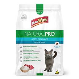 Baw Waw Natural Pró Alimento Para Gatos Castrados Carne E Arroz - 6x2,5kg - Com Válvula Segurança