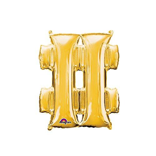 Regina 107009.6, Balão Metalizado Super Shape Símbolo Hashtag Pack, Dourado