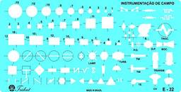 Gabarito Eletricidade - Simbologia para Instrumentação de Campo, E-32, Trident, Acrílico Azulado 20.5 x 10.5 cm
