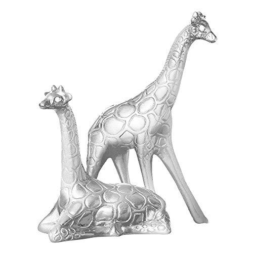 Casal De Girafas Deitada E Em Pé Ceramicas Pegorin Prata