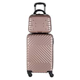 Kit mala bordo com frasqueira de mao em ABS - Roncalli Luxury (Rosê)