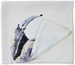 Cobertor Bicho Tamanduá, Coisas de Nine, Branco Amarelado com Estampa Colorida, Único