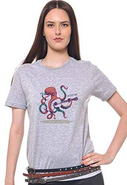 Camiseta Estampada Octopus, Joss, Feminino, Cinza, GG