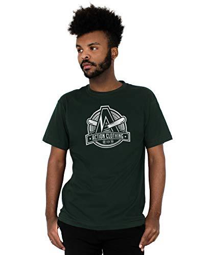 Camiseta Base 03, Action Clothing, Masculino, Verde Escuro, GG