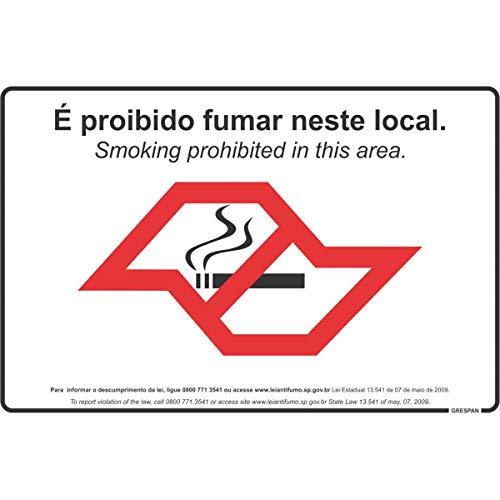 Placa De Sinalizacao Proibido Fumar 20x30cm. - Pacote com 5 Grespan, Multicor
