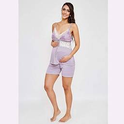 Pijama maternidade curto - Lilas - G - ArtRenda