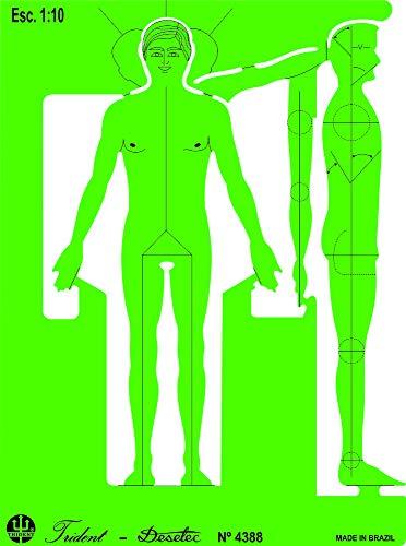 Gabarito Desetec Figura Humana, 4388, Trident, Verde 20.5 x 15 cm