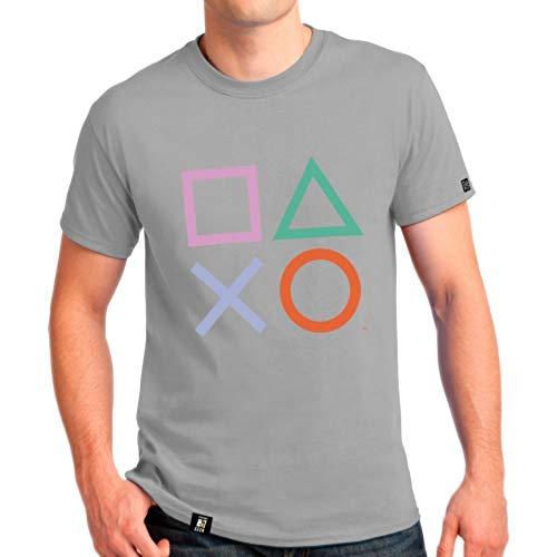 Camiseta Playstation Classic Symbols, Banana Geek, Adulto Unissex, Mescla, G