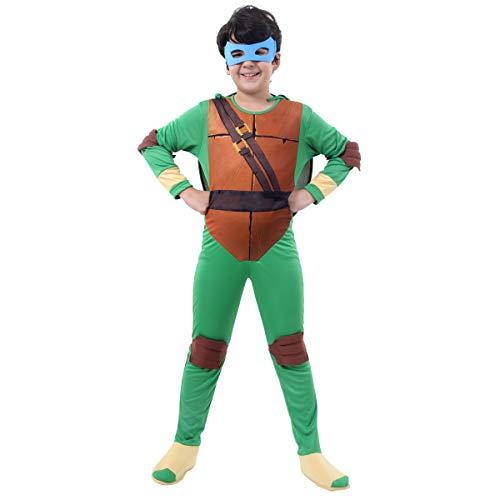 Tartaruga Ninja Leonardo Luxo Infantil Sulamericana Fantasias Verde/Marrom/Bege G 10/12 Anos