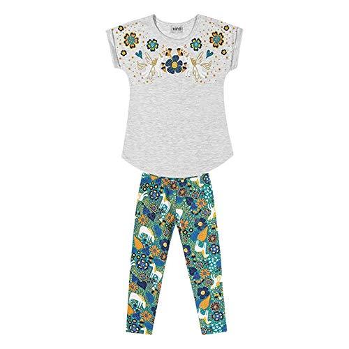 Conjunto camiseta e legging Unicórnio Floral, Nanai, Meninas, Cinza, 3