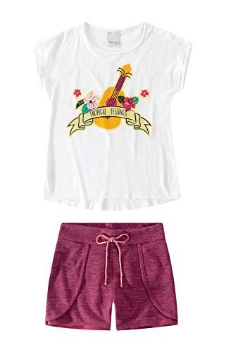 Conjunto Camiseta e Bermuda Tropical Feelings, Malwee Kids, Meninas, Branco, 1