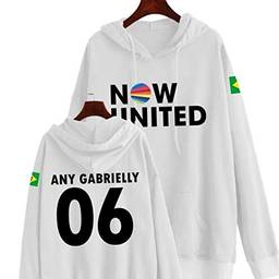 Moletom Feminino Now United Personalizado Any Gabrielly 06 Com Capuz (GG, Branco)