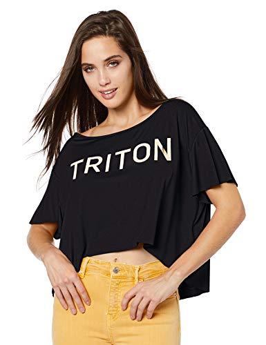 Camiseta Estampada, Triton, Feminino, Preto, GG