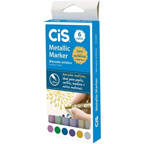 Marcador Multiuso CIS Metallic Marker, Estojo com 6 unidades sortidas