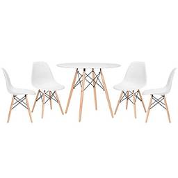 Kit - Mesa Eames 90 cm branco + 4 cadeiras Eames Eiffel Dsw branco