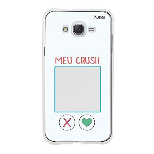 Capa Personalizada Meu Crush, Husky para Galaxy J7 Neo, Capa Protetora para Celular, Branco