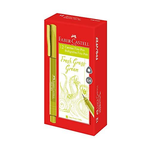 Caneta Fine Pen, Faber-Castell, FPB/VFZF, Verde Folha, pacote de 12