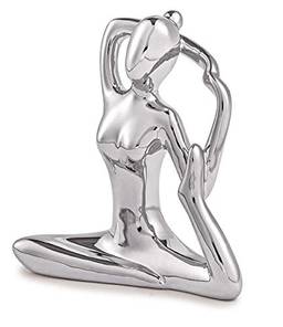 Kit Escultura Yoga Prata Em Porcelana - 3 Pcs Mart Dourado