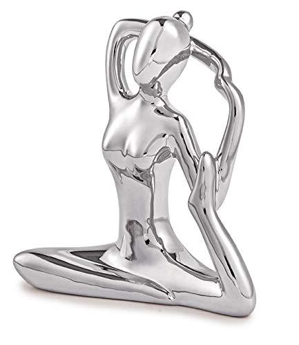 Kit Escultura Yoga Prata Em Porcelana - 3 Pcs Mart Dourado