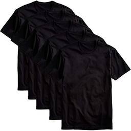 Kit com 5 Camisetas Básicas Masculina Algodão T-Shirt Tee (Preta, G)