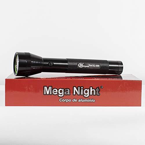 Lanterna Mega Night Recarregável 3W Preta SQ-3906 abaixei ML