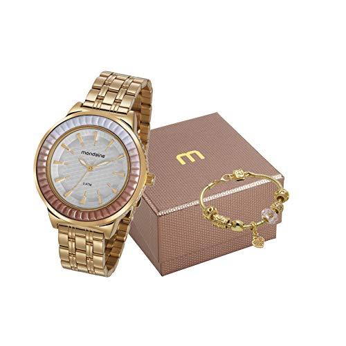 KIT Relógio Analógico + pulseira, Mondaine, 76712LPMVDE2K1, Feminino