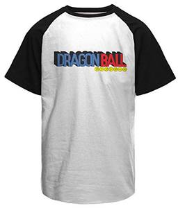 Camiseta masculina Dragon Ball Logo raglan branca e preta Live Comics cor:Branco;tamanho:PP