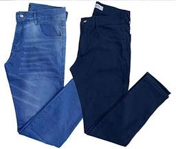 Kit 2 CalçAs Jeans, Sarja (Azul Medio, Azul Marinho, 44)