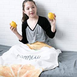 Cobertor Fruta Limão, Coisas de Nine, Branco Amarelado com Estampa Colorida, Único