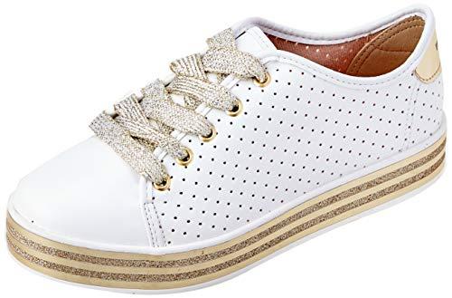Sapato Casual Np Turim, Molekinha, Meninas, Branco/Dourado, 33