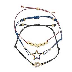 Kit 3 pulseiras piuka alya estrelas coloridas cordão ajustável