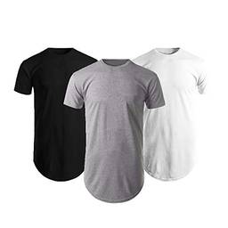 Kit Com 3 Camisas Blusas Masculinas Long line Oversize Swag (P)