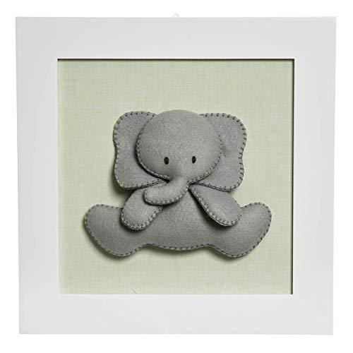 Quadro Decorativo Elefante, Quarto Bebê Infantil Menina Menino, Potinho de Mel, Verde