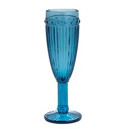 Conjunto 6 Taças P/champagne De Vidro Empire Azul 170ml Lyor Azul Único