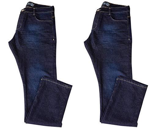 Kit com Duas Calças Masculinas Jeans e Sarja Coloridas com Lycra - Jeans Escuro - 38