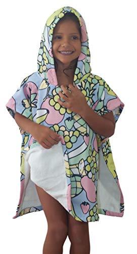 Roupão tactel-frutas candy (6-10 anos) toalha poncho
