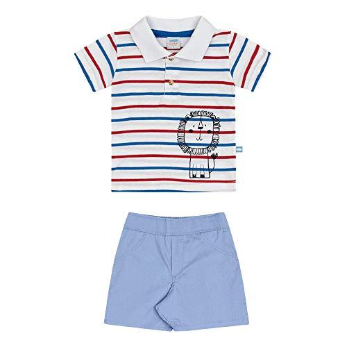 Conjunto Camisa Pólo e Bermuda , Baby Marlan,   Bebê Menino, Cobalto, MB