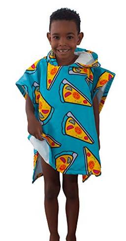 Roupão tactel-pizzada azul (6-10 anos) toalha poncho
