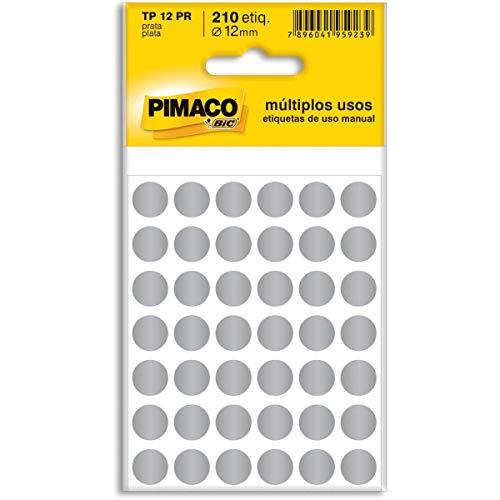 Etiqueta adesiva p/ codificação 12mm prata TP12PR Pimaco, BIC, 886598, Prata, pacote de 5