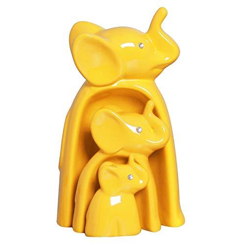 Trio De Elefantes De Encaixe Ceramicas Pegorin Amarelo