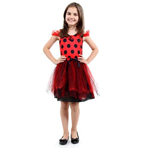 Fantasia Joaninha Dress Up Infantil 16312-G Sulamericana Fantasias Preto/Vermelho G 10/12 Anos