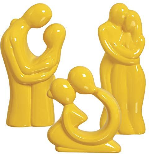 Trio De Esculturas Ceramicas Pegorin Amarelo