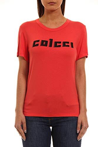 Camiseta Logomarca, Colcci, Feminino, Vermelho Penas, P