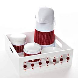 Kit Higiene com Porcelanas e Capa Pedra, Quarto Bebê Menina, Potinho de Mel, Vermelho